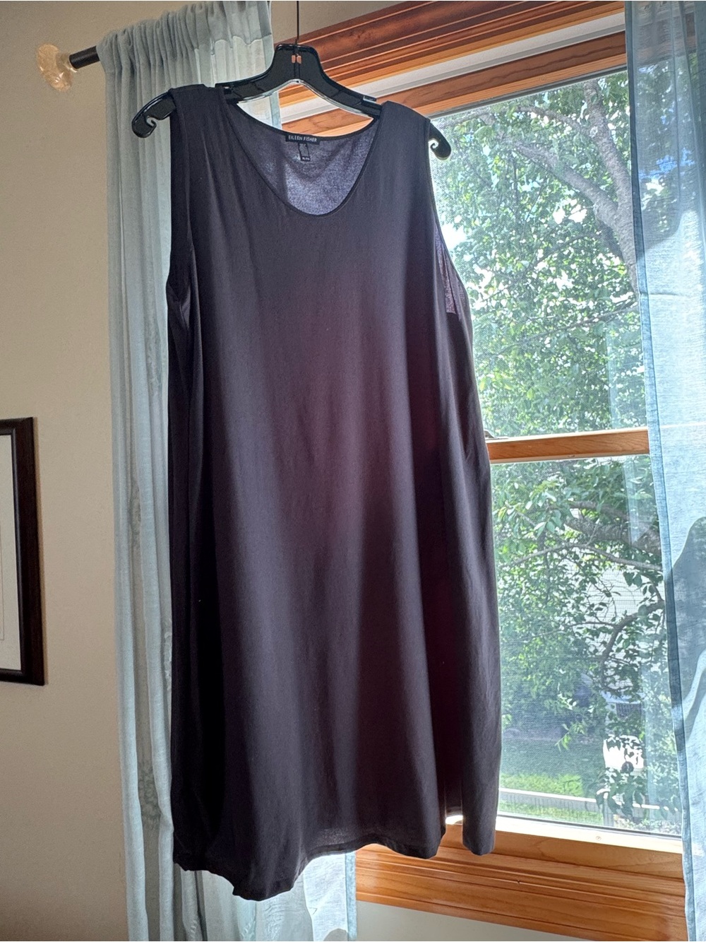 Eileen Fisher Casual Sleeveless Shift Dress - Black XL
